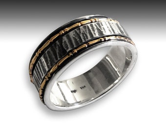 Bande de mariage pour les hommes, Mens demi-jonc, l'anneau d'éternité, argent anneau de bague en or, bague de Mens, spinner, mens rustique bande - je t'aime R2192
