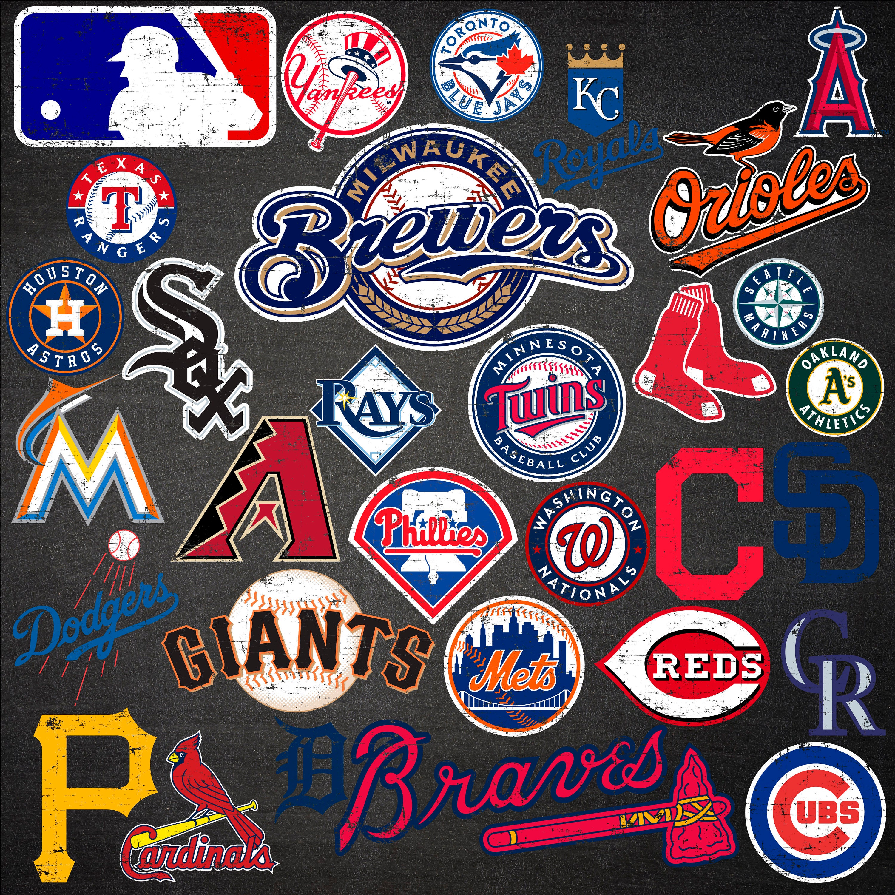 MLB team logos, MLB SVG, baseball team logos, grunge, distressed ...