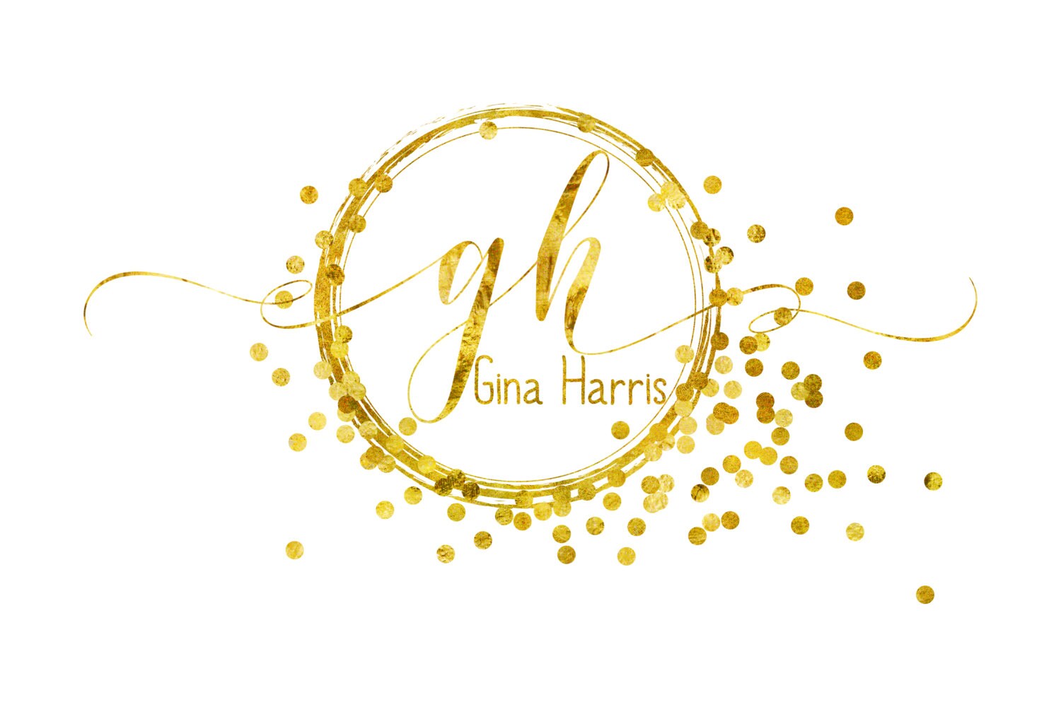 DIGITAL Custom Logo design gold glitter circle logo glitter