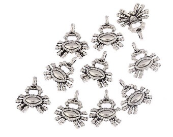 10 27 X 23 mm silver plated crab charm