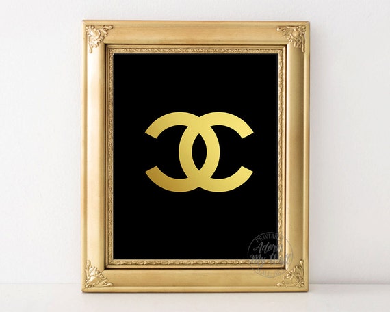 Chanel chanel logo coco cc gold print vintage fashion