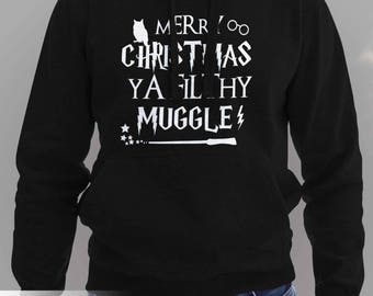 Merry Christmas Ya Filthy Muggle Harry Potter Hogwarts Hoodie - Harry Potter Christmas Jumper, Harry potter Gift Mens & Women Unisex #J