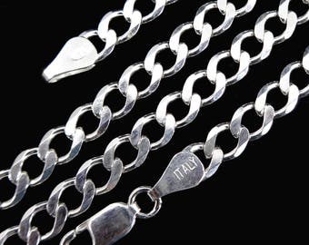 4.5MM Men's Solid 925 Sterling Silver Italian Cuban CURB Link Chain Necklace Italy Choose Length: 7.5" 9" 18" 20" 22" 24" 26"