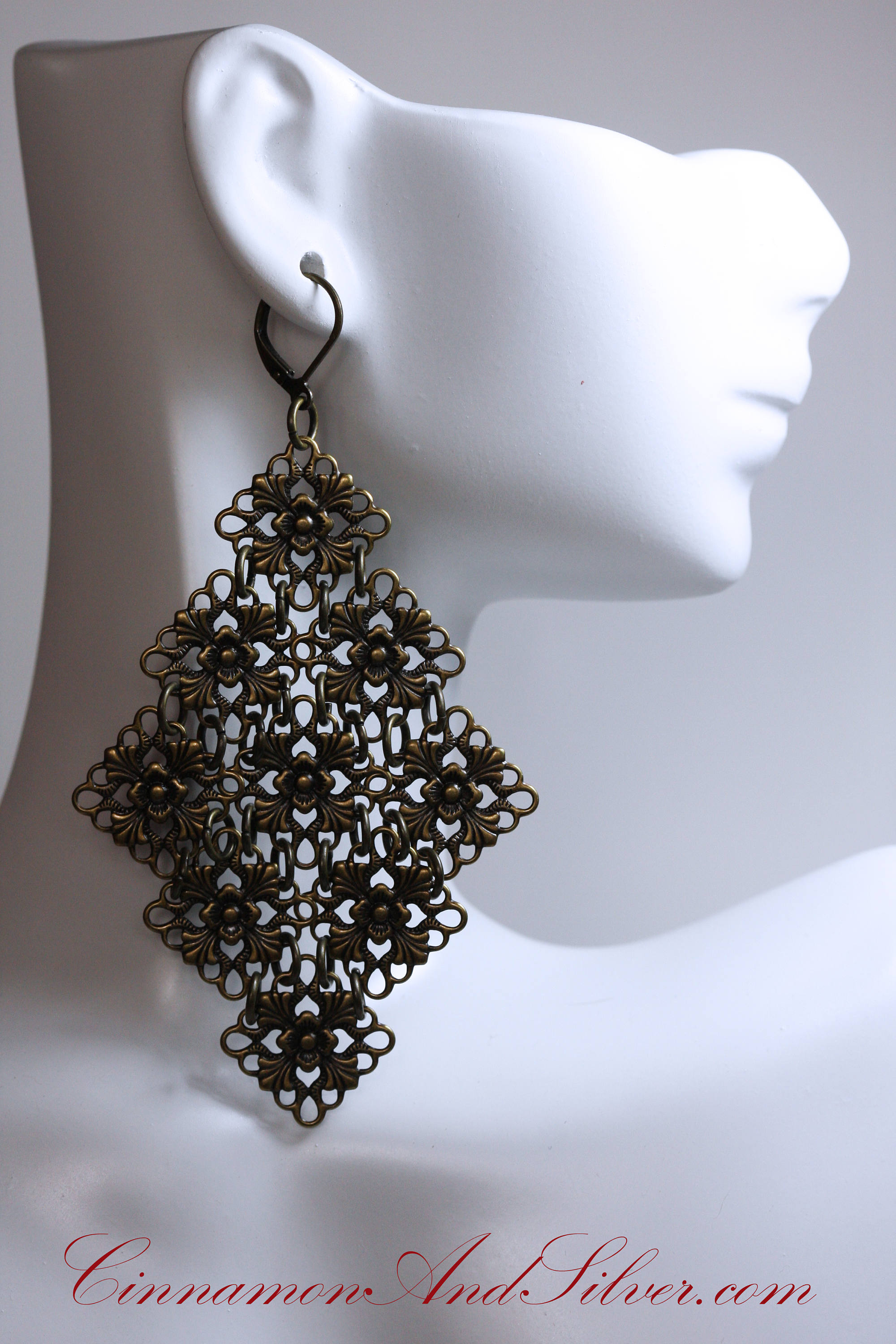Antiqued Brass Shaky Chandelier Earrings Victorian Steampunk Antiqued Brass Shaky Chandelier Earrings Victorian Steampunk Statement Filigree