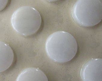 12 Vintage Czech Glass White Buttons Czechoslovakia #95