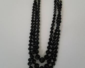Laguna black three-strand necklace