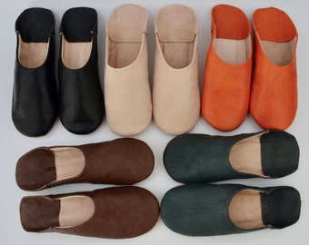 Mens Moroccan Leather Babouche Slippers, Handmade Slippers, Sheepskin Slippers, Mens Leather Slippers, Babouche, Mules, Hand Dyed, Organic.