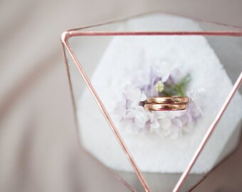 Wedding ring holder - Wedding ring box - Ring bearer box - Glass box - Wedding ring bearer holder - Geometric glass box - Octahedron (JB11)