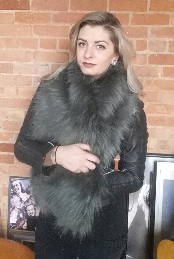 Faux fur scarf shawl wrap. Faux Fox fur. Rockabilly cover up, wedding bridesmaids shawl.