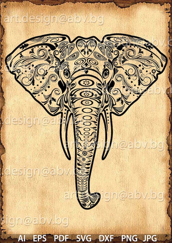 Download Vector ELEPHANT from floral ornaments AI eps pdf svg dxf