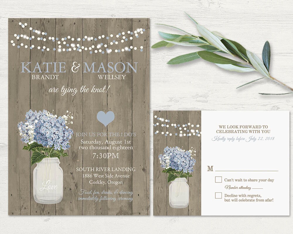 Printable Mason Jar Wedding Invitation Rustic French Printable Mason Jar Wedding Invitation Rustic French