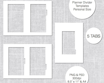 a5 planner divider template 4 tabs psd png instant