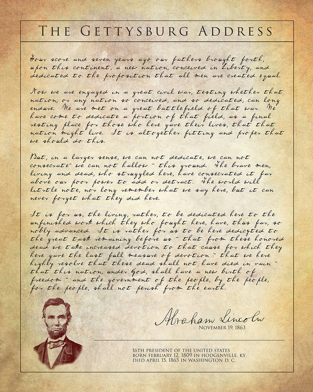 Gettysburg Address Printable Gettysburg Address Printable