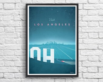 Art-Poster 50 x 70 cm - Hollywood Los Angeles Travel Poster