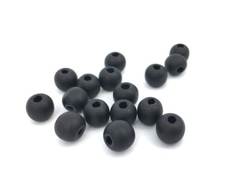 9mm Black Wood Bead, Big Hole Bead, Tribal Bead, Boho Bead, Natural Wood, Bulk, Wholesale, 200pcs