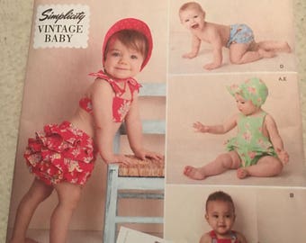 Simplicity vintage baby romper, bikini, panties and bonnet