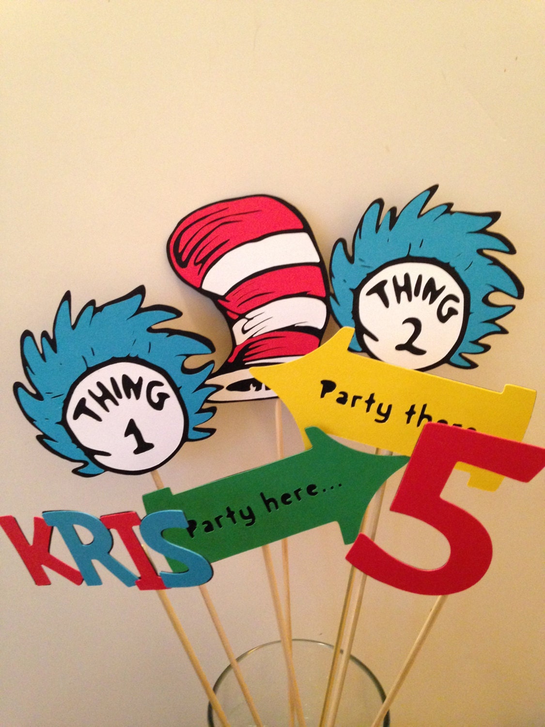 Dr Seuss inspired Center piece personalizedThing 1 Thing 2