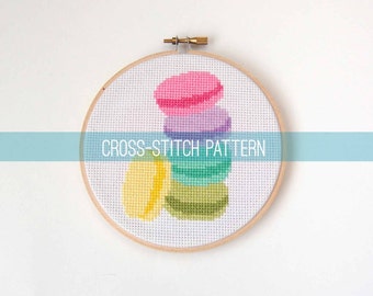 Stacked Macarons Cross Stitch Pattern PDF - Instant Download - French Macaroons - Cute Cookie Crafting Instructions