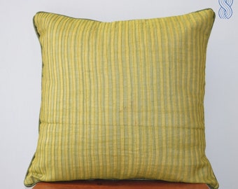 Lime Green Pintuck Cushion Cover