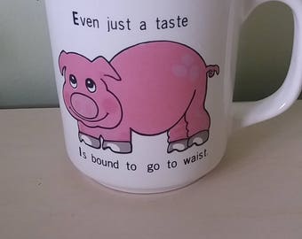 vintage mug, vintage cup, vintage pig mug, vintage pig cup. vintage pig coffee cup