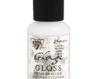 Vintaj GLOSS GLAZE, Metal Sealer Patina Extender by Ranger Ink Clear Shiny Finish 15ml 0.5 Fluid Ounce Seals Inks Patinas Paints Fast Drying