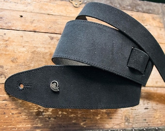 Etabeta Guitar Strap-Strap for guitar and bass in real suede leather-VELVET skin-black-Made in Italy