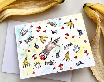 Raccoon Card, Raccoon Note Card, Blank Note Card