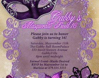 sweet 16 masquerade invitations