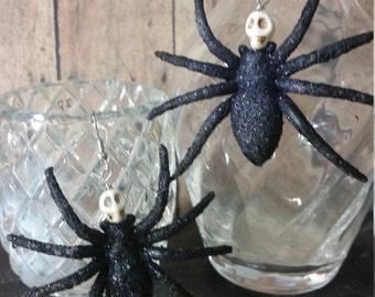 Skull Earrings, Spider Earrings, Free Shipping