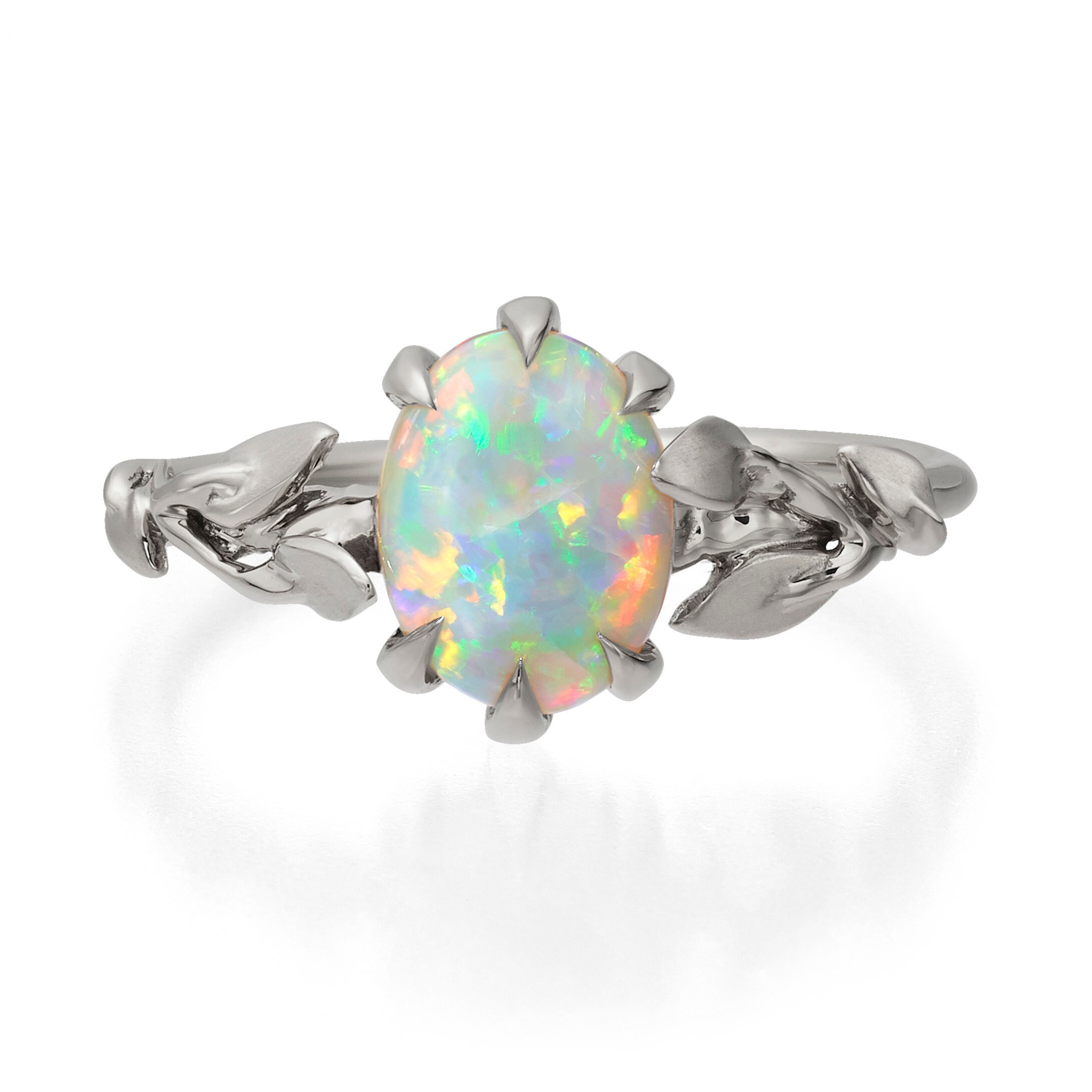 Opal engagement ring Opal ring Opal 18K White Gold Ring