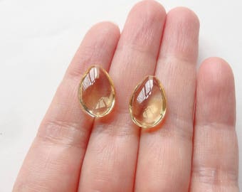 Citrine Half Top Drilled Smooth Petal Drops 10x14x5 mm One Pair Perfect for earrings F2878