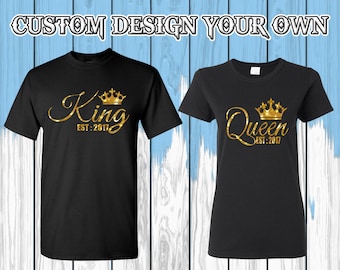 King Queen T Shirt Customize Your Year King Queen Shirt King Queen Tees Couple T Shirt Couple Shirt Couple Tees Gift For Couple