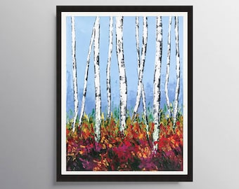 Birch tree art, Birch tree print, Aspen tree art, Abstract Art Prints, Colorado Painting, Modern art, Decor, Giclee Print, Housewarming gift