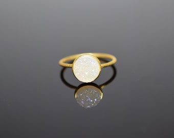 Druzy Ring,Geode Ring,Gemstone Ring,Rough Ring,Semi Precious Ring,Druzy Jewel,Adjustable Ring,quartz Druzy Ring,Druzy Geode Ring,white Druzy