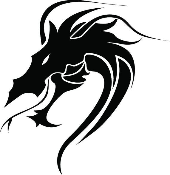 Dragon 3 Head Face Wings Mythical Fire Breathing .SVG .EPS