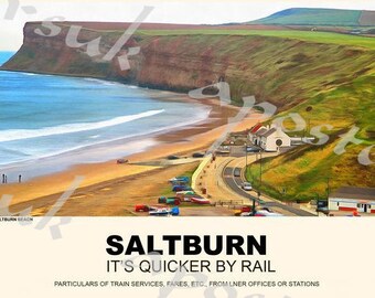 Vintage Style Railway Poster Saltburn A3/A2 Print