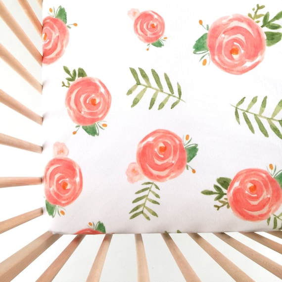 Crib Sheet Soft Floral. Fitted Crib Sheet. Baby Bedding. Crib