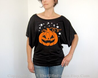 Halloween T Shirt Women's Jack O Lantern Pumpkin Blouse
