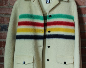 Vintage Hudson Bay Striped Blanket Coat