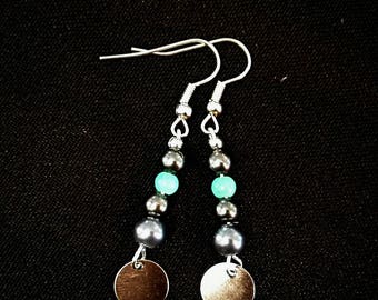 Earrings grey and blue - unique