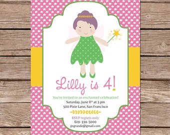 fairy birthday invitation / fairy party invites / birthday party invite / printable file or printed cards