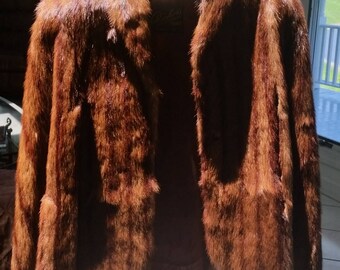 Vintage 1950s Brown Mink Shawl Collar Capelet