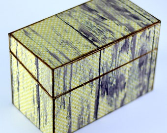 Wood Recipe Box Yellow Barn Wood Kitchen Storage Fits 4x6 Recipe Cards
