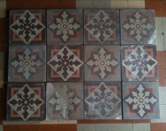 Antique French heavy thick flooring fireplace tiles sold separately circa 1900's / English Shop