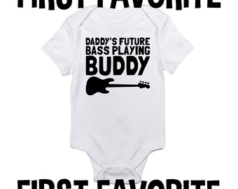 Daddy Bass Buddy Baby Onesie Bodysuit Shirt Dad Father Pregnancy Announcement Shower Gift Infant Newborn - 24M Music Bassist Cute Unique