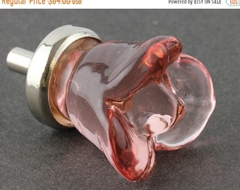 Set Of 2 Ceramic Knobs Vintage Handcrafted Pink Rose From