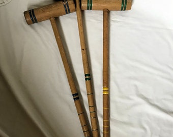 Solid Wood Rustic Croquet Mallet Set of 3