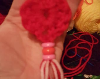 Crochet Valentine heart bead keychain