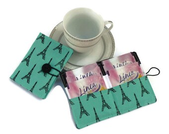 Tea bag Wallet, Tea bag case, Tea bag holder, Tea Carrier, Travel tea bag holder, Tea Wallet Eiffel Tower, Paris lover gift