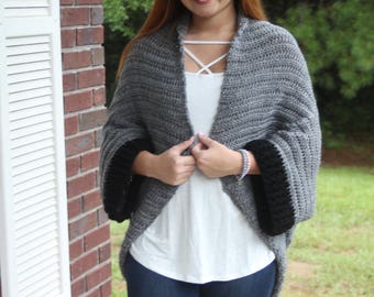 Black and Grey Crochet Shrug